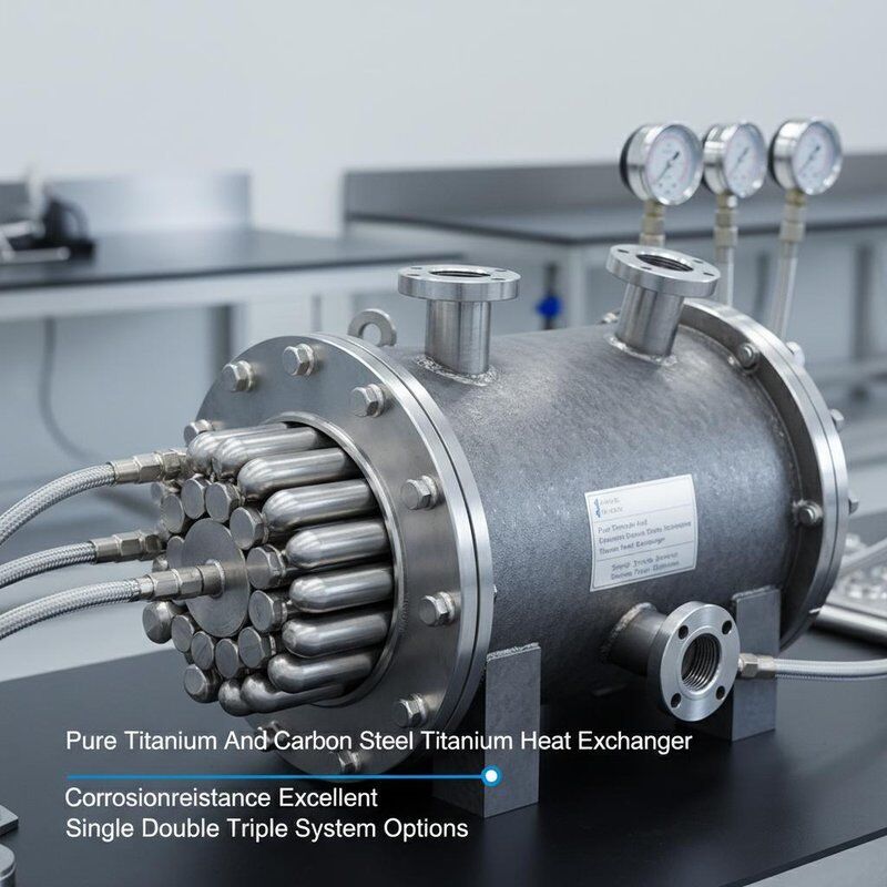 Чистый титан и углеродистая сталь Титановый теплообменник с отличной коррозионной стойкостью и опциями одной двойной тройной системы
