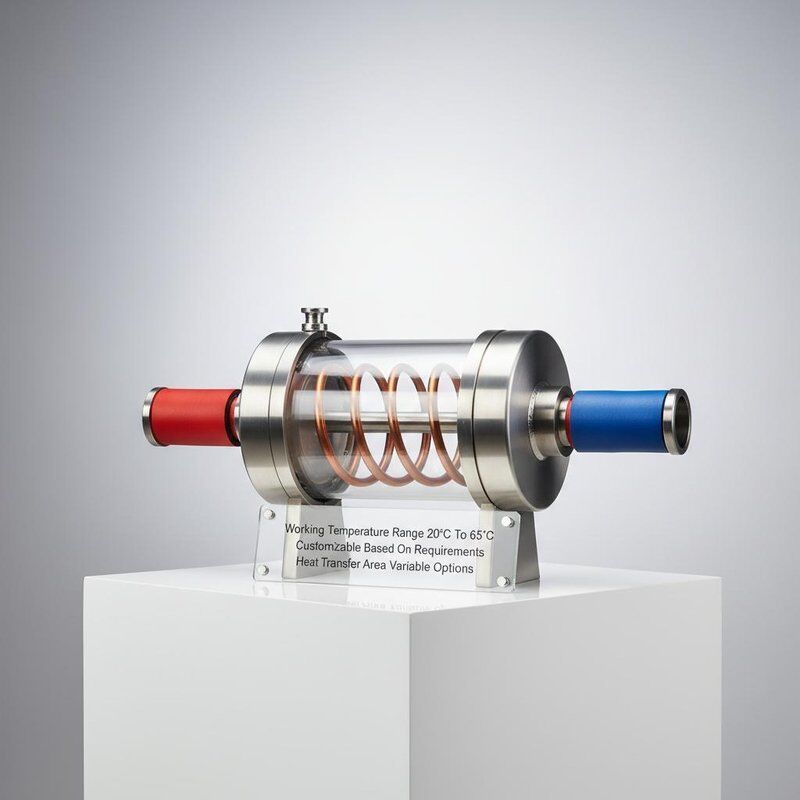 Коаксиальный теплообменник с диапазоном рабочей температуры от 20°C до 65°C и переменной зоной передачи тепла для применений с низким уровнем обслуживания