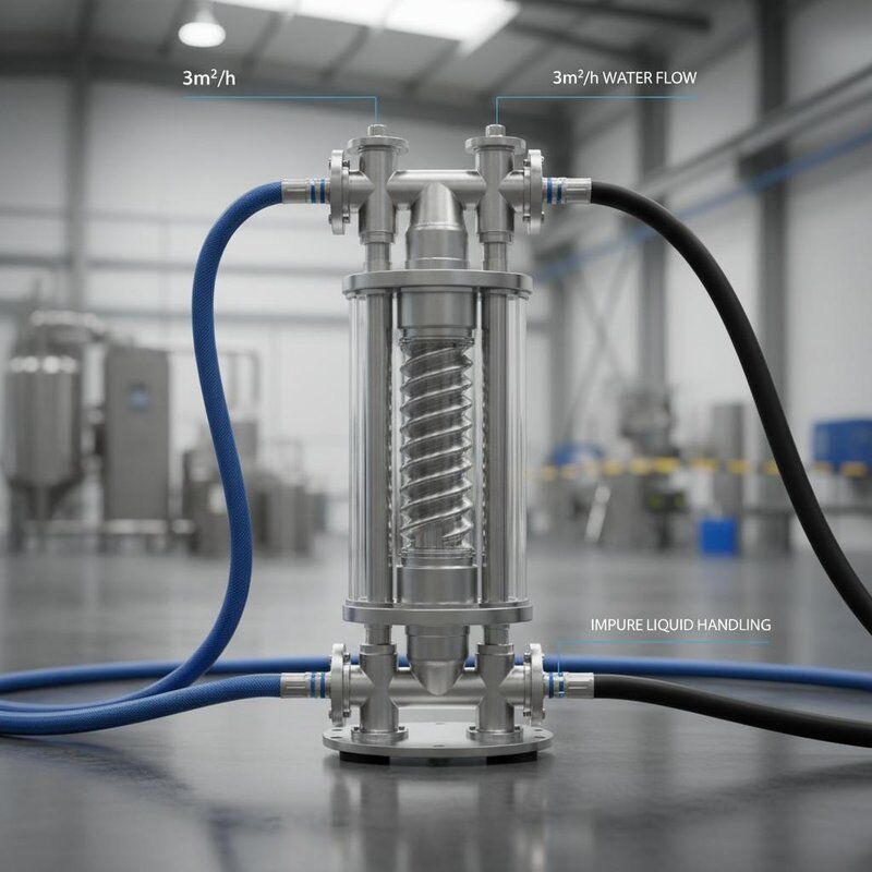 Высота 520 мм Коаксиальный теплообменник с расходом воды 3 м³/ч и обработкой неочищенных жидкостей для различных отраслей промышленности